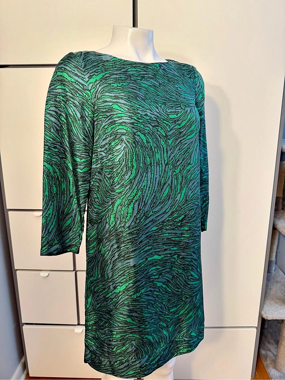 Green & Blue Abstract Mini Dress Like New